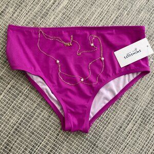 Swimsuits For All Magenta Pink Swim Bottom NWT 14  Free Sexy Waist Chain